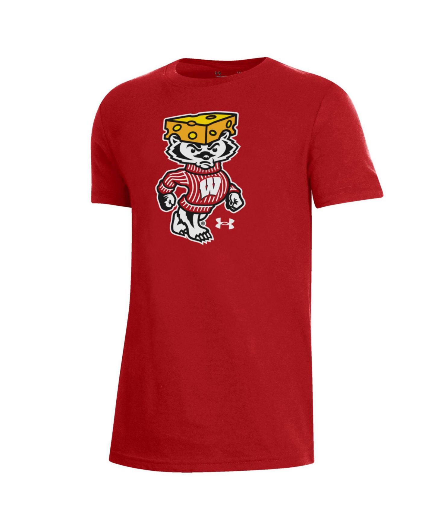 Детская футболка Under Armour Red Wisconsin Badgers 2026 Lambeau Field Collection Bucky Cheesehead Performance — фото 3