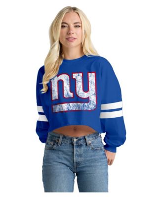 Women's New York Giants Oversized Cropped Long-Sleeve T-Shirt