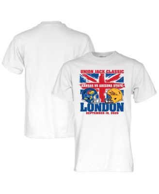Men's and Women's White Kansas Jayhawks vs. Arizona State Sun Devils 2026 Union Jack Classic Matchup T-Shirt
