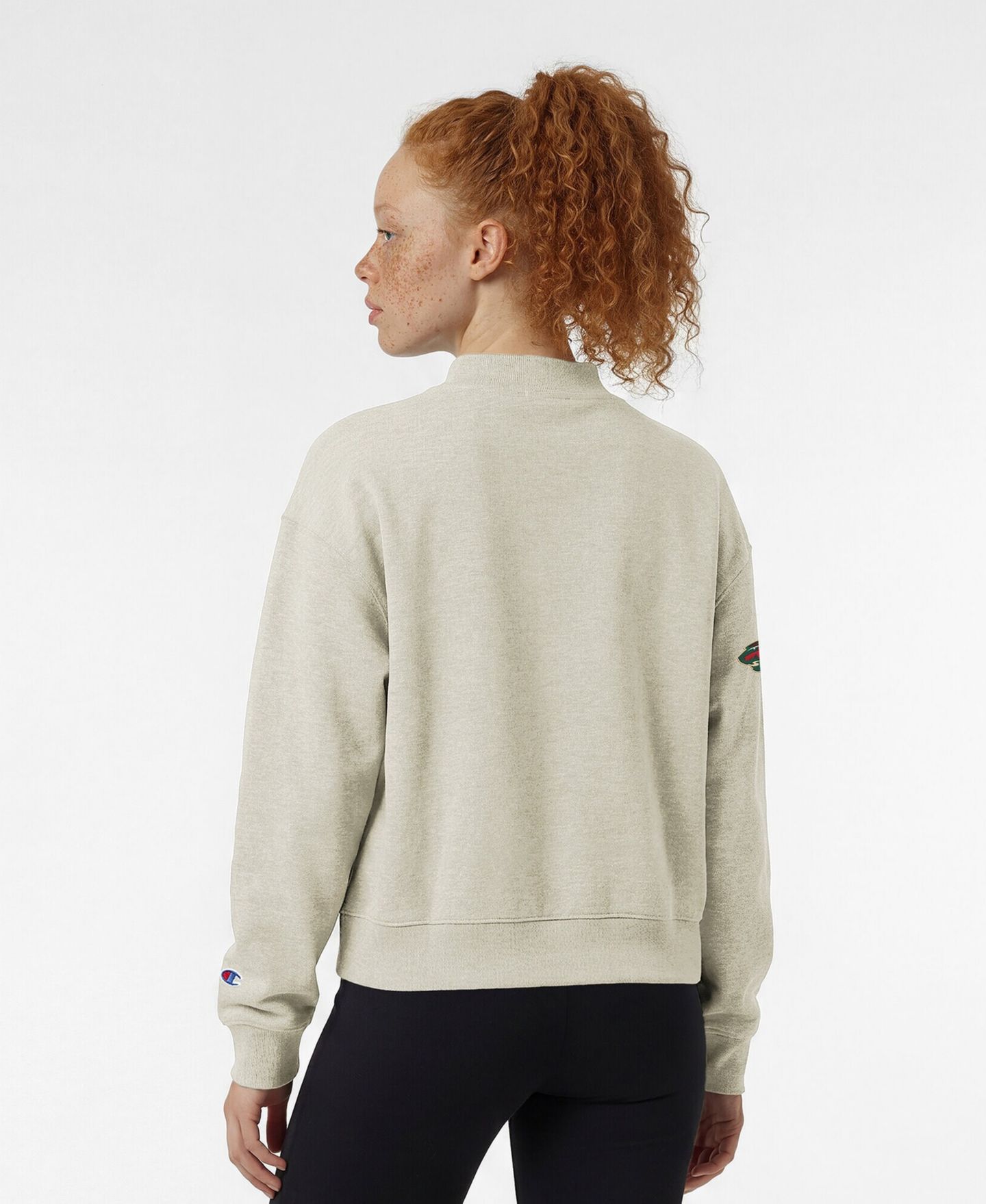 Женский свитшот Champion Oatmeal Minnesota Wild Collar Script Triumph Fleece Crewneck — фото 5