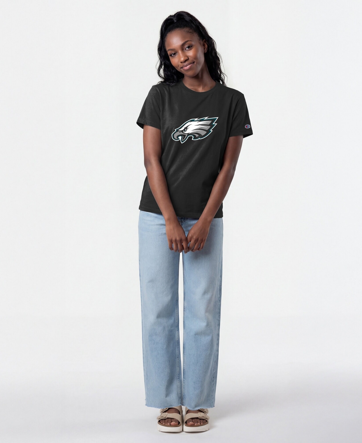 Champion Women's Black Philadelphia Eagles Logo T-Shirt