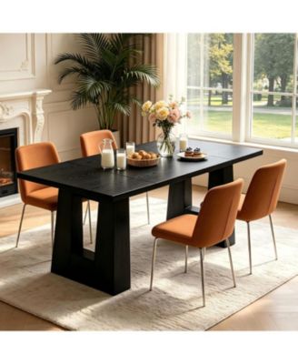 Dining Table for 4-6 People, Modern Kitchen Table, Mid-Century Kitchen Table with Leg Base, Wood Dining Room Table, Easy Assembly for Kitchen