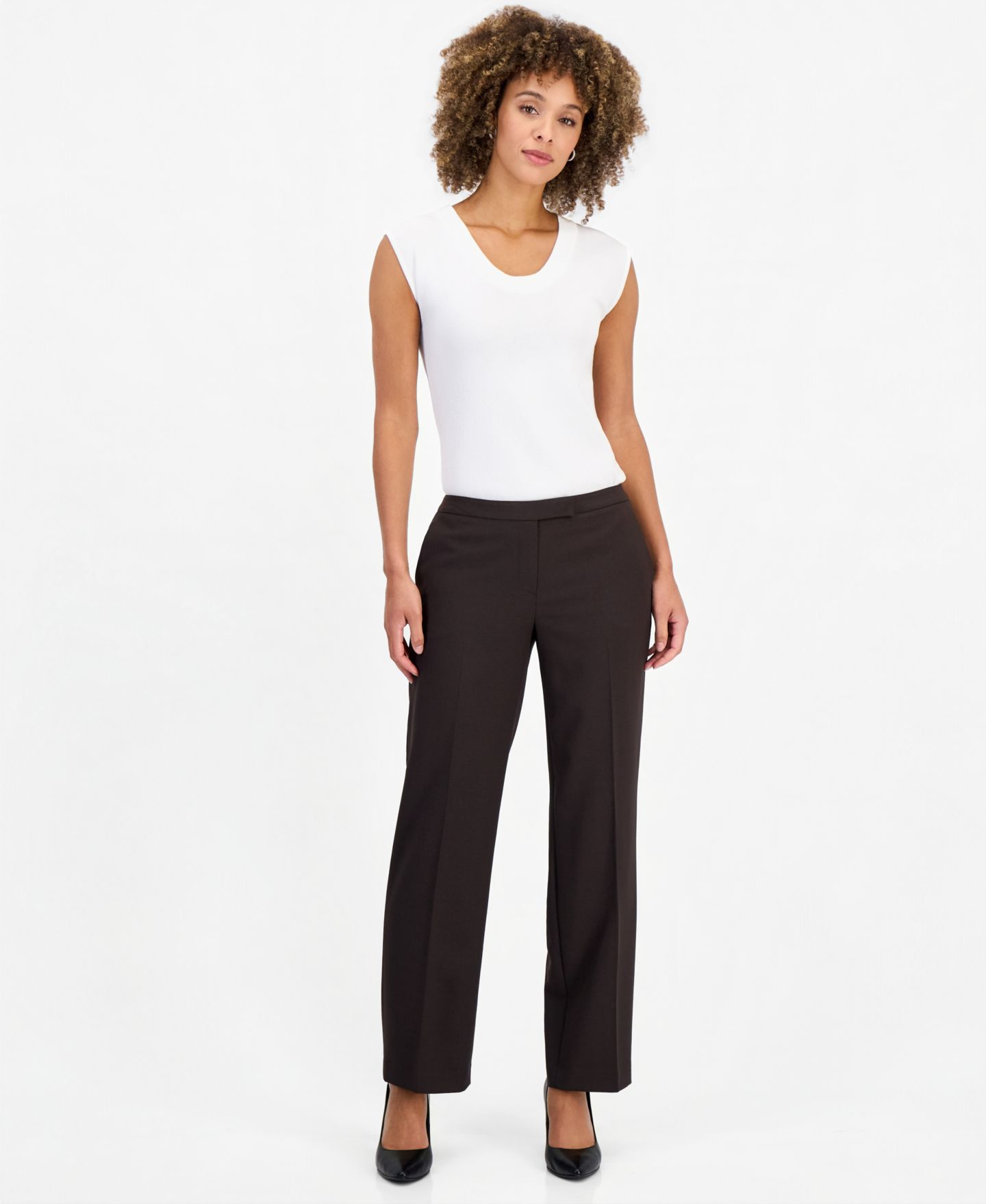 Le Suit Petite Shawl-Collar Wide-Leg Jacket and Pants Suit, 2-Piece Set, цвет: Чёрный — фото 2