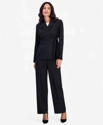 Women's Peak Lapel Wide-Leg Classic Fit Jacket and Pants, 2-Piece Set