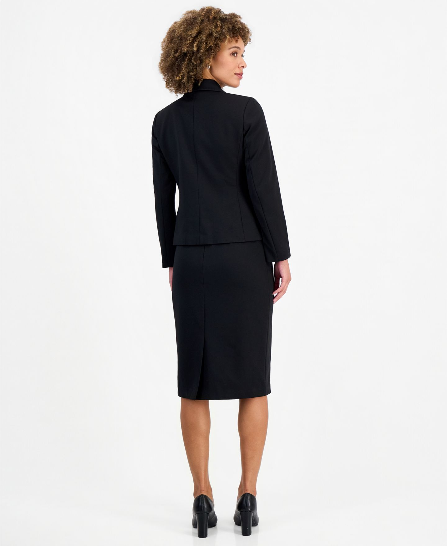 Женский комплект Le Suit Peplum Pencil Notched-Collar Jacket and Skirt, 2-Piece Set, цвет: Чёрный — фото 8