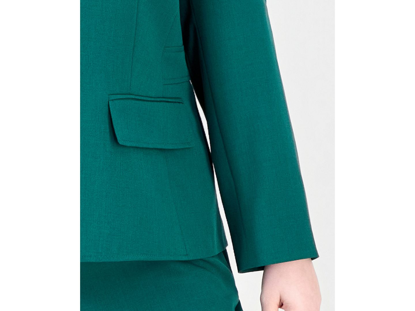 Le Suit Plus Notch-Collar Stretch Wide-Leg Jacket and Pants, 2-Piece Set, цвет: Изумрудный — фото 4