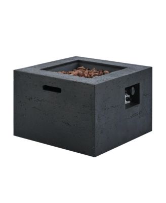 Square MGO Propane Fire Pit Table, 40,000 BTU Outdoor Gas Fire Pit with Steel Burner, Adjustable Flame, Lava Rocks and Rain Cover