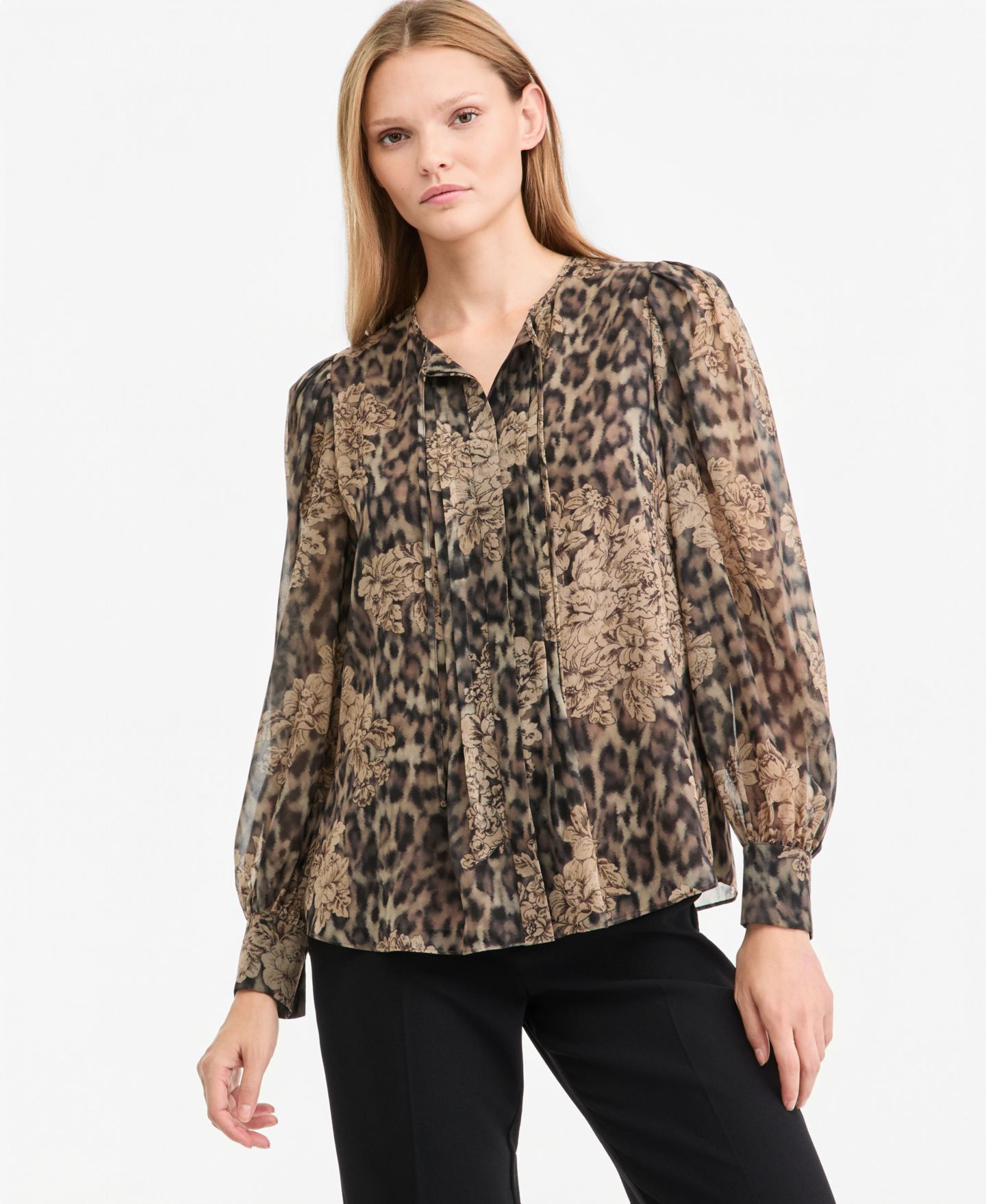 Женская блузка Kobi Halperin Bella Long-Sleeve Sheer, цвет: Натуральный разноцветный — фото 1