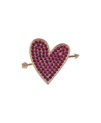 Pink Stone Heart and Arrow Pin