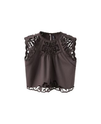 Women's Embroidered Openwork Cotton Crop Top