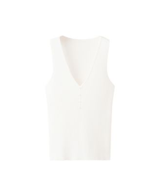 Women's Buttoned Ribbed V-Neck Tank Top