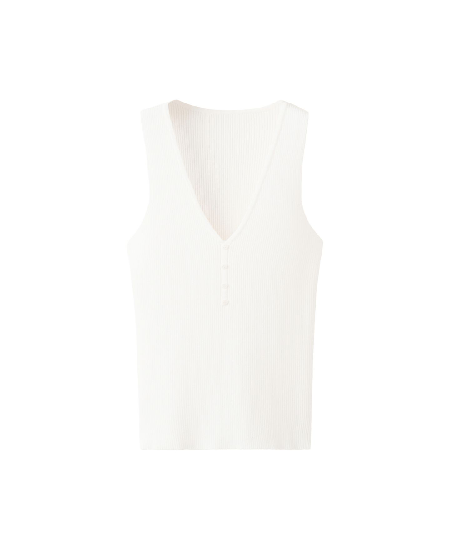 Женский топ Mango Buttoned Ribbed V-Neck, цвет: Экрю — фото 1