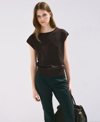 Women's Boat-Neck Short-Sleeve Knitted Top