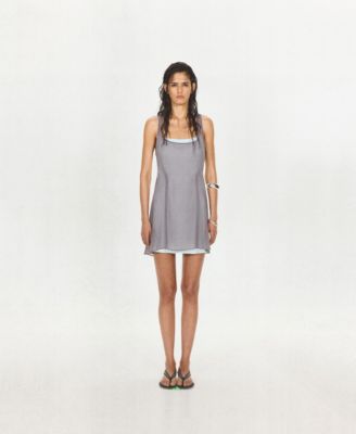 Women's Bows Overlay Dress Sleeveless Chiffon-Overlay A-Line Mini Dress