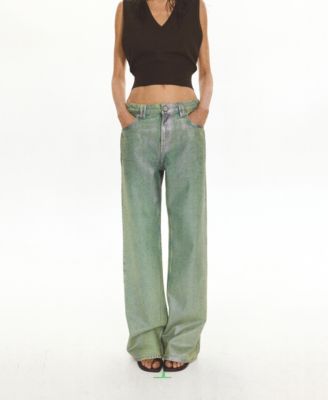 Women's Low-Rise Straight Foil Jeans