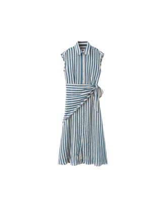 Women's Striped Scarf Midi Shirt Dress