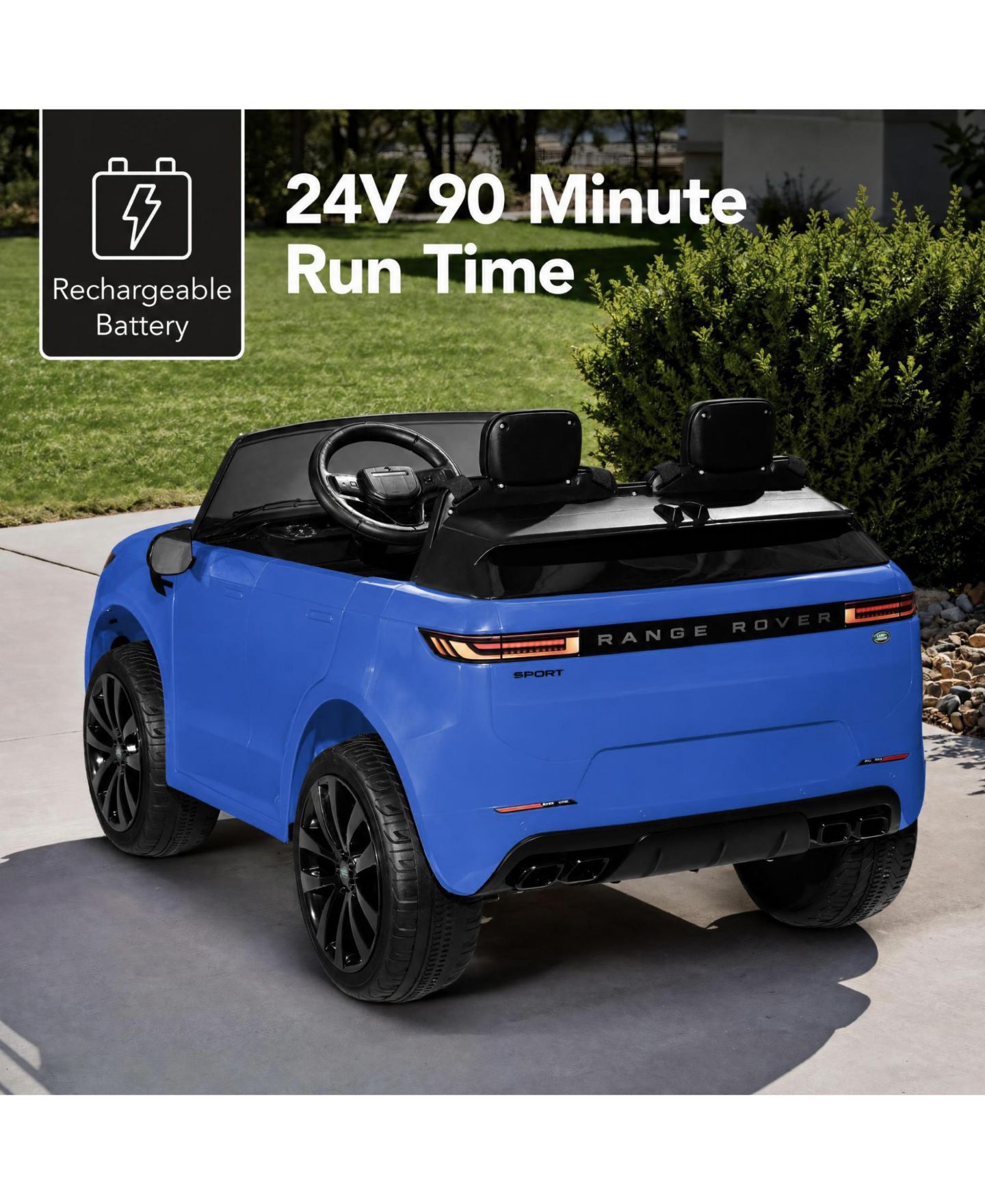 Детская игрушка Best Choice Products Kids 24V 2-Seater Licensed Range Rover Ride-On Car w/ith Parent Control 132lb Weight Capacity, цвет: Синий — фото 5