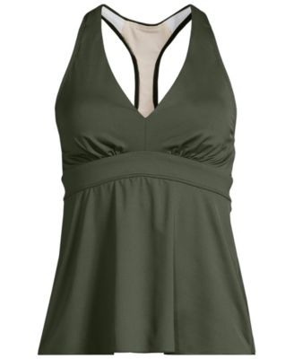 Plus Size V-Neck Racerback Flutter Tankini Top