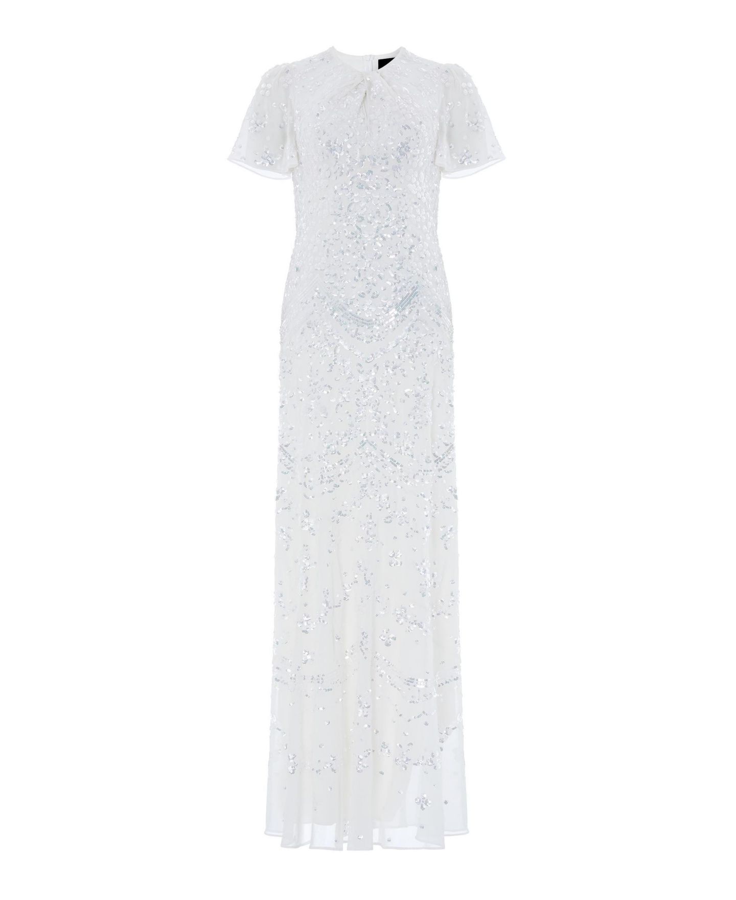 Женское платье Needle & Thread Freya Georgette Sequin Flutter-Sleeve Maxi Gown, цвет: Меловой — фото 2