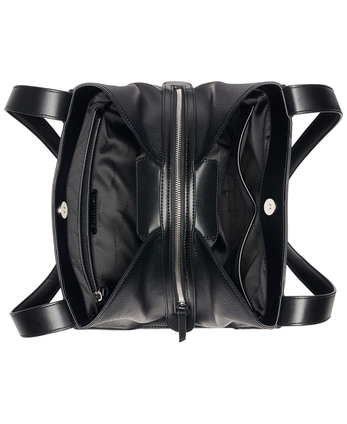 Женская сумка Calvin Klein Masie Magnetic Snap Medium Tote Handbag, цвет: Чёрный / Серебряный — фото 4