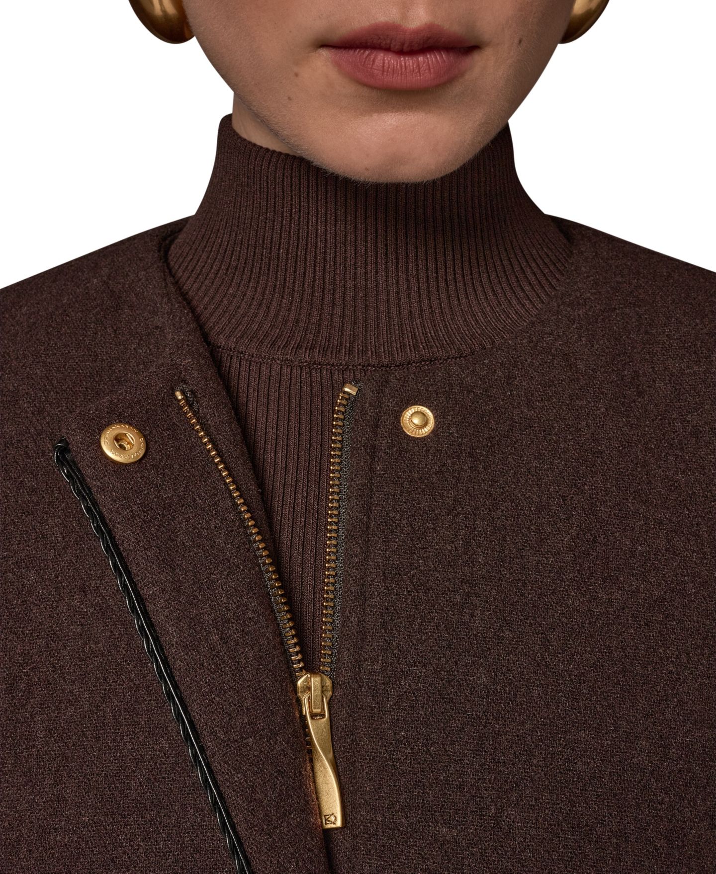 Женское пальто Donna Karan New York без воротника из шерстяной смеси с отделкой, цвет: Шоколадный — фото 4