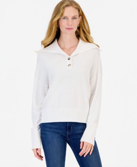 Женский свитер Nautica Shawl Collar Long-Sleeve Button-Front, цвет: Яркий белый