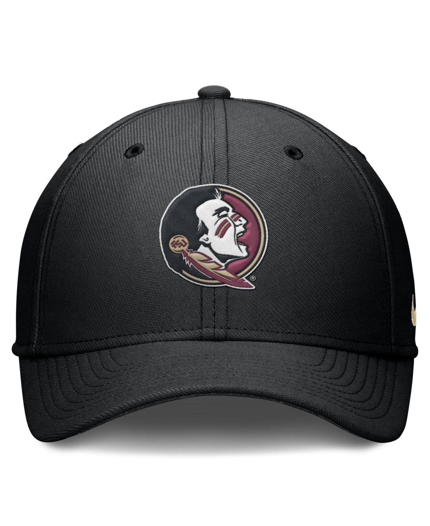 Мужская кепка Nike Black Florida State Seminoles Rise Swoosh Dri-FIT Flex Hat — фото 2