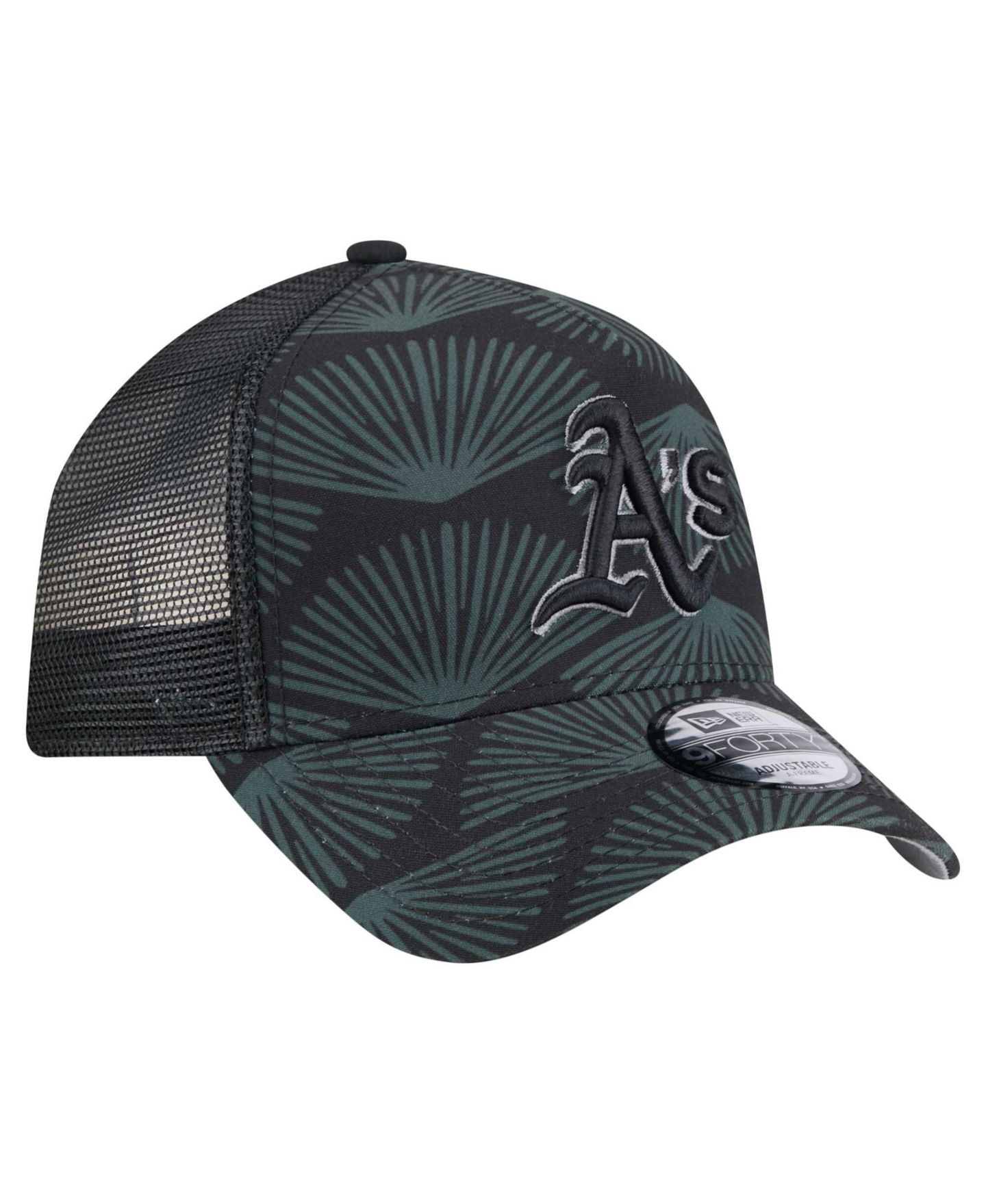 Мужская кепка New Era Black Athletics 9FORTY A-Frame Trucker Adjustable Hat — фото 3