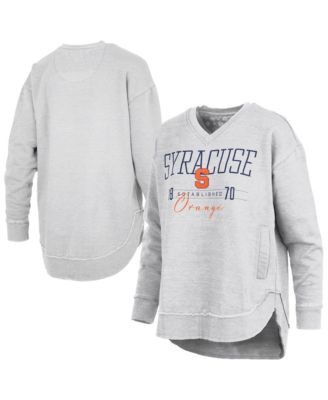 Women's Heather Gray Syracuse Orange Marcus East Hall Poncho V-Neck Sweatshirt