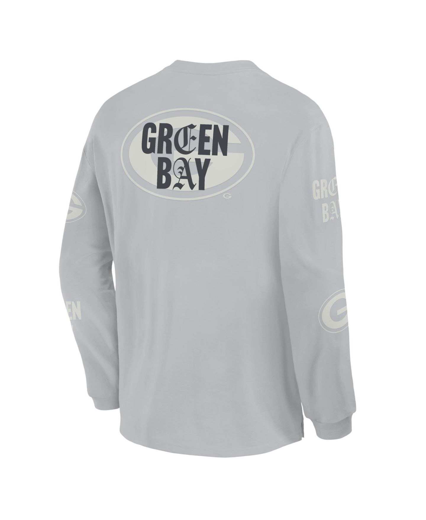 Мужская футболка Fanatics Gray Green Bay Packers Oversized Type Play Long Sleeve — фото 3