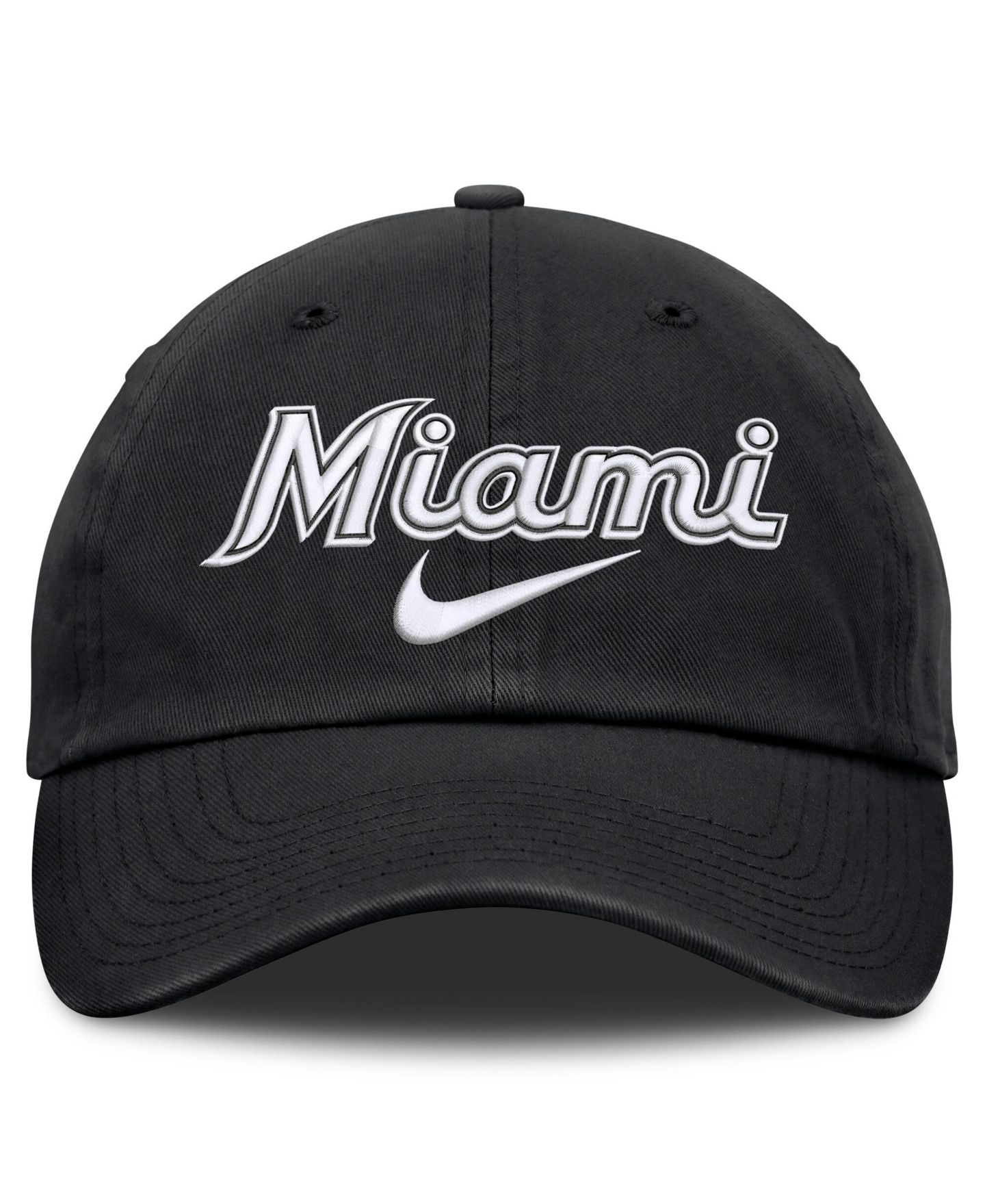Мужская кепка Nike Black Miami Marlins Primetime Club Adjustable Hat — фото 2