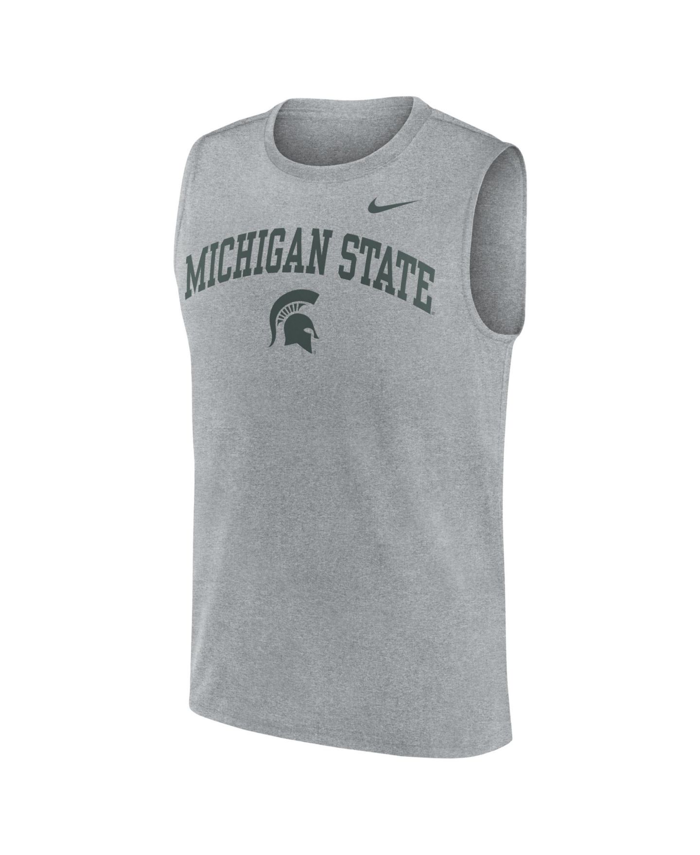 Мужской топ Nike Heather Gray Michigan State Spartans Primetime Legend Arch Dri-FIT Muscle — фото 2