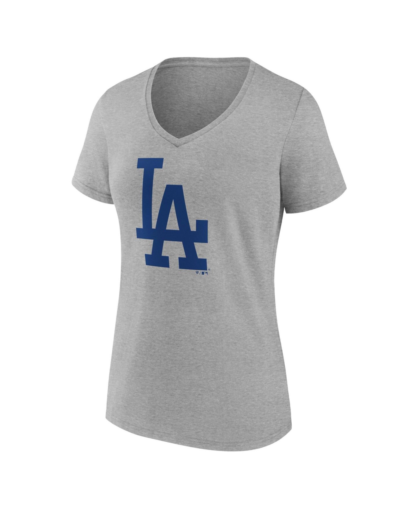 Женская футболка Logo Athletic Gray Los Angeles Dodgers V-Neck — фото 2