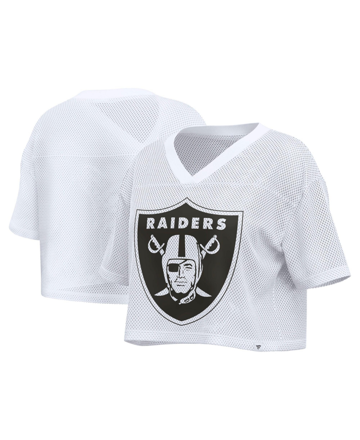 Fanatics Women's White Las Vegas Raiders Oversized Mesh Cropped V-Neck Jersey - White