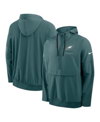 Men's Midnight Green Philadelphia Eagles Sideline Logo Glory Anorak Half-Zip Hoodie