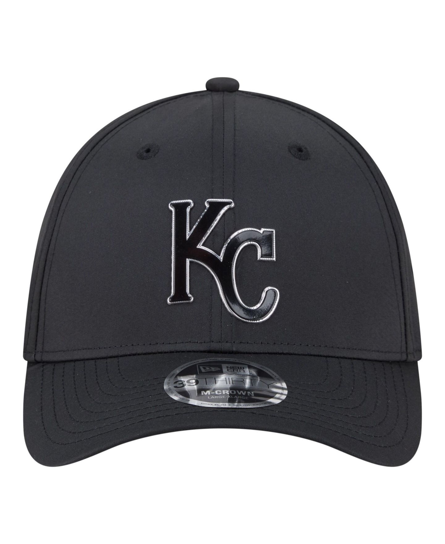 Мужская кепка New Era Black Kansas City Royals Metallic 39THIRTY M-Crown Flex Hat — фото 2