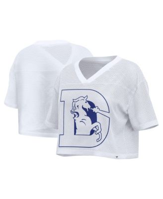 Women's White Denver Broncos Oversized Mesh Cropped V-Neck Jersey