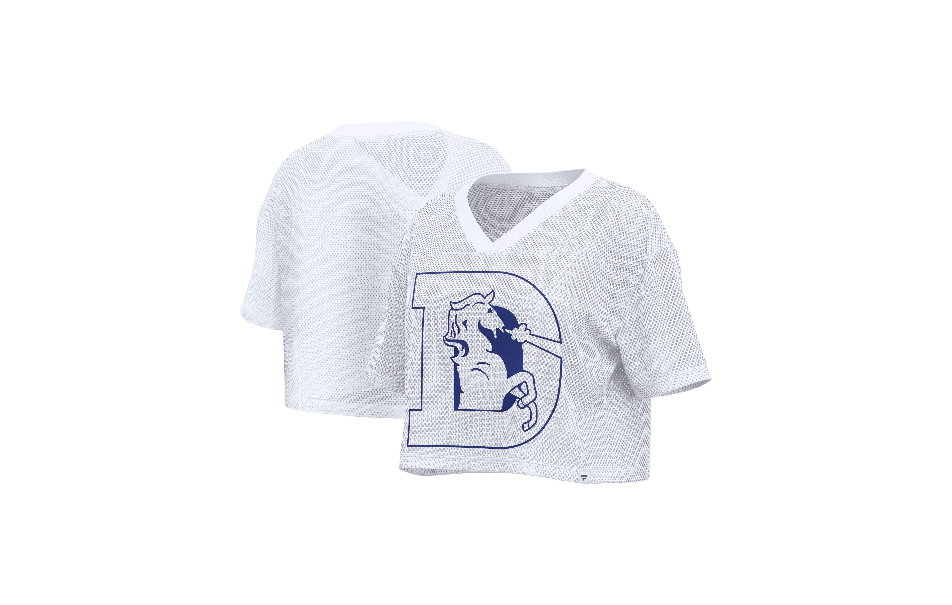 Fanatics Women's White Denver Broncos Oversized Mesh Cropped V-Neck Jersey
