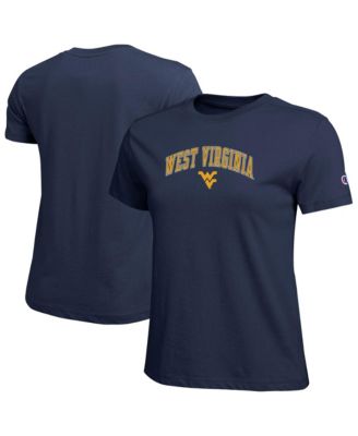 Women's Navy West Virginia Mountaineers Arched Over Logo T-Shirt