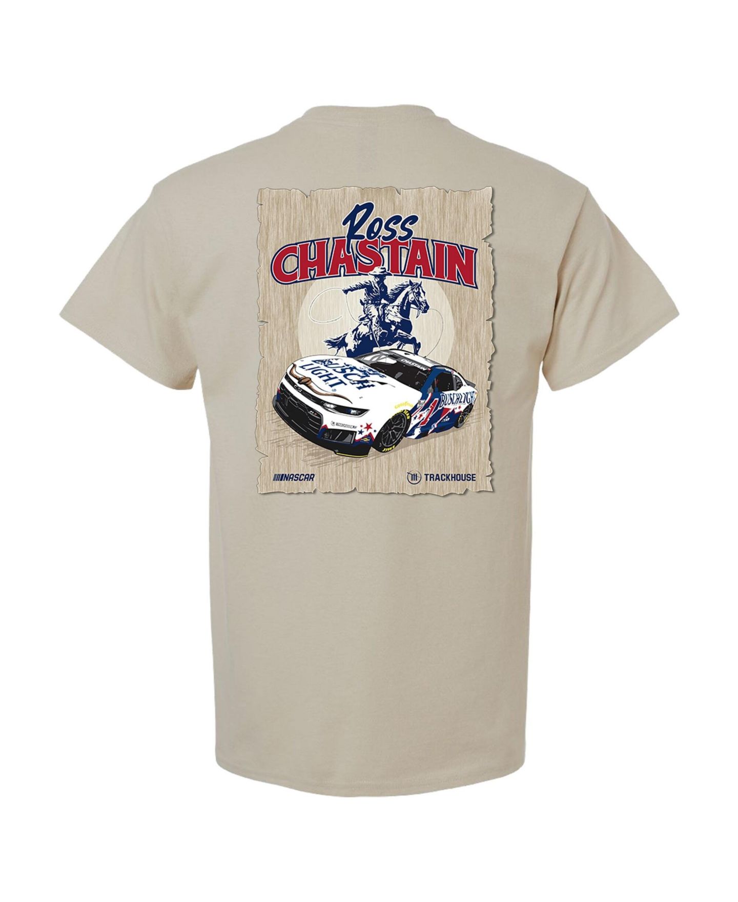 Мужская футболка Trackhouse Racing Team Collection Tan Ross Chastain #1 Busch Light Cota Rodeo — фото 3