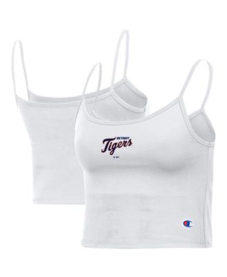 Women's White Detroit Tigers America Scoop Tank Top
