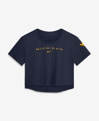 Women's Navy Michigan Wolverines Premium Performance Dri-FIT Cropped Top