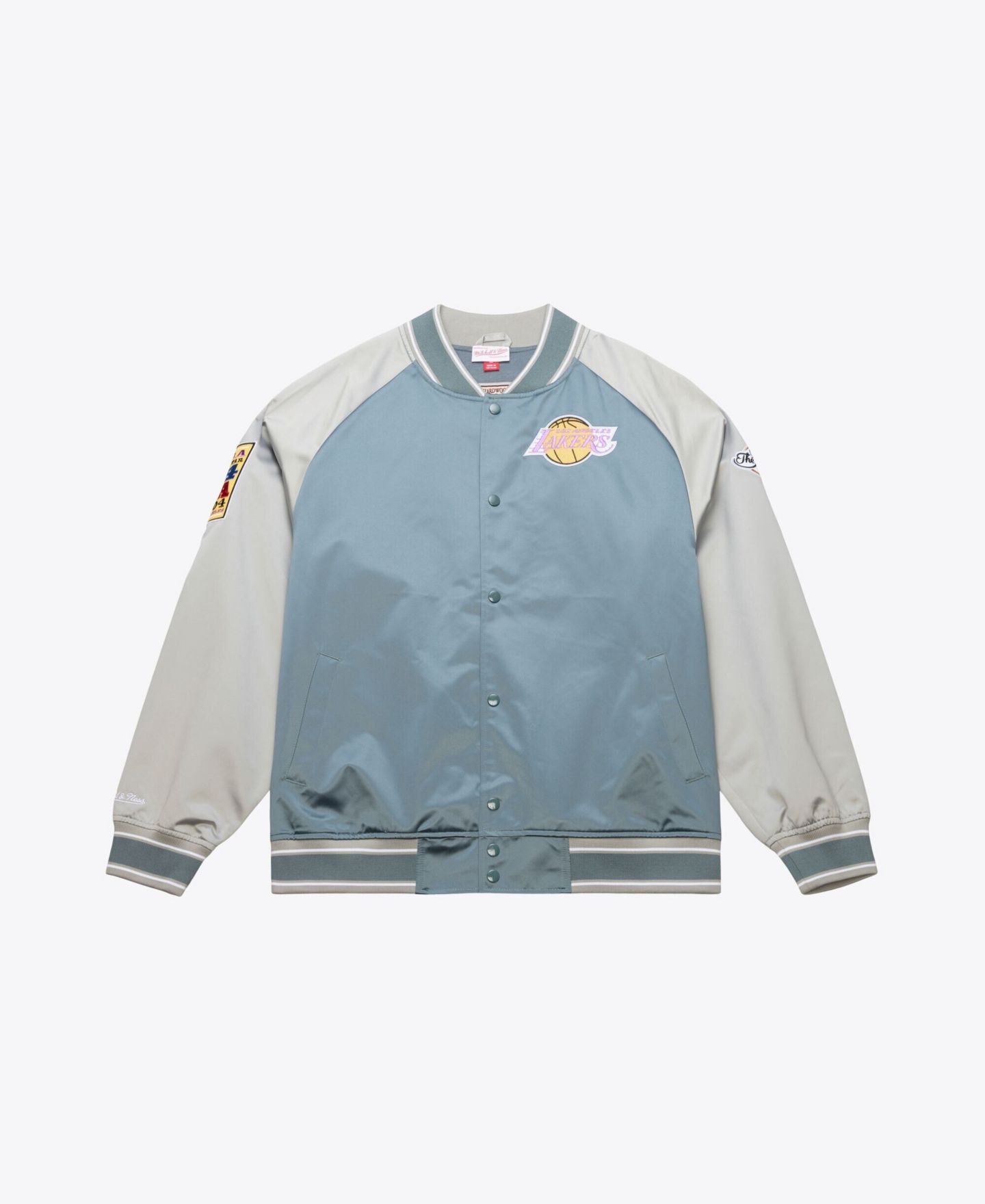 Мужская куртка Mitchell & Ness Blue/Silver Los Angeles Lakers Thunderstorm Lightweight Satin Full-Snap — фото 1