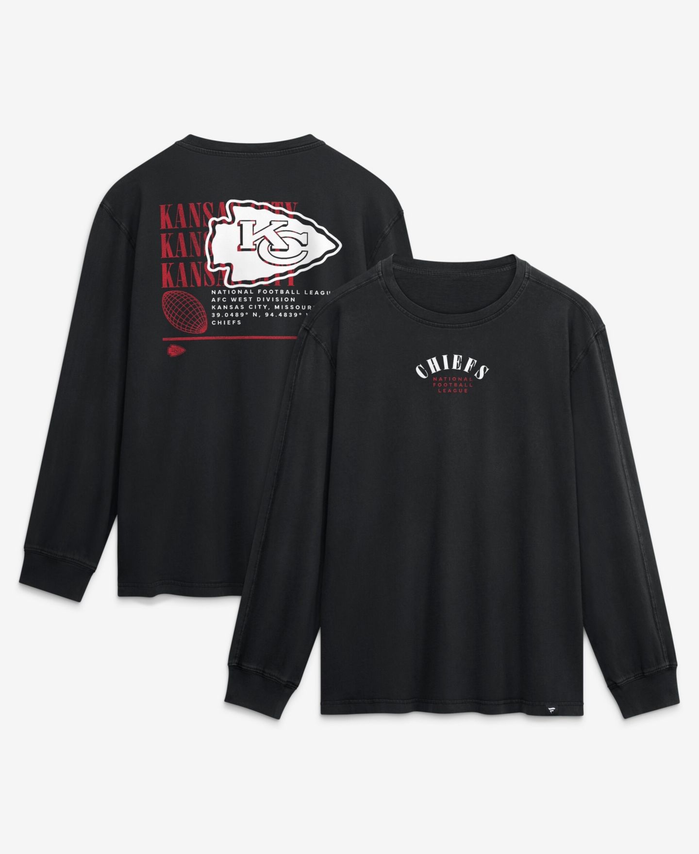 Мужская футболка Fanatics Black Kansas City Chiefs Relaxed Fullback Drive Long Sleeve Fashion — фото 1