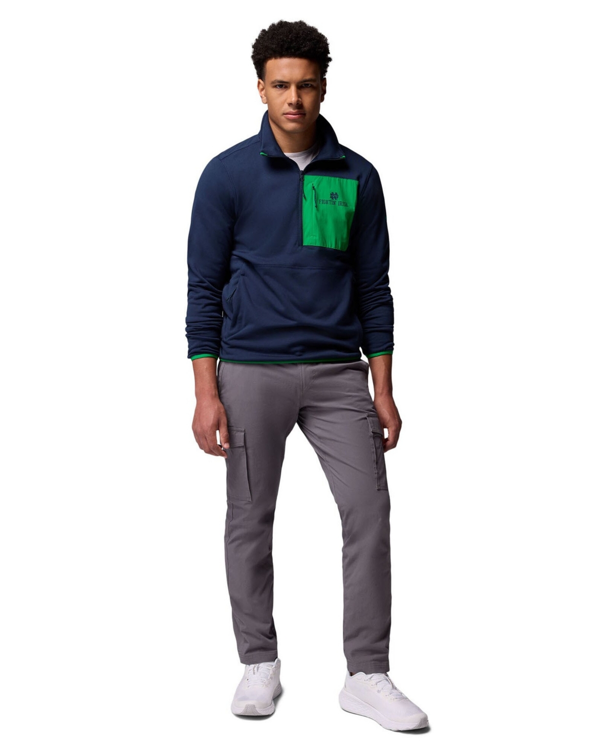 Columbia Men's Navy Notre Dame Fighting Irish Hike Omni-Wick Half-Zip Pullover Sweatshirt