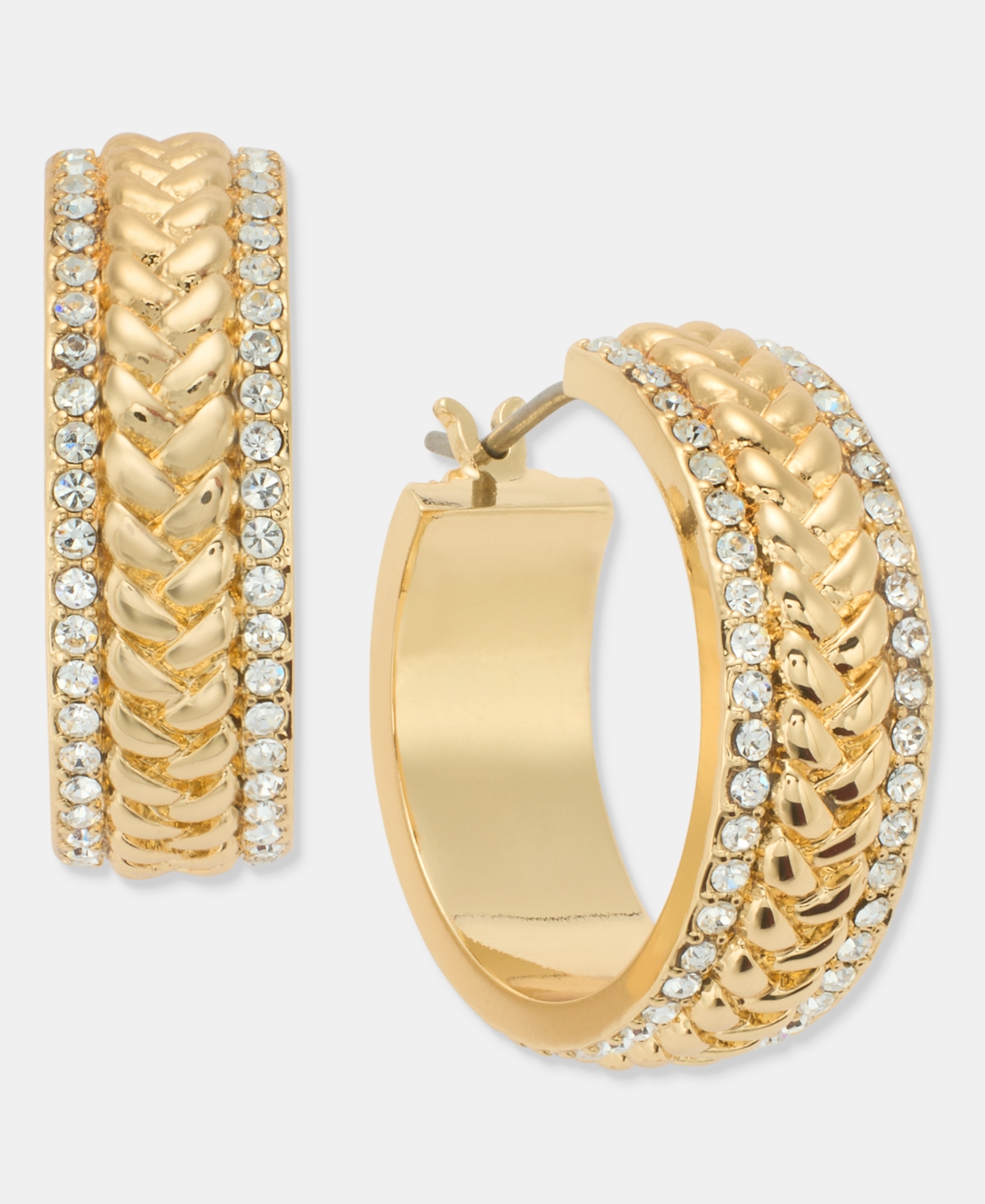Lauren Ralph Lauren Small Pave Herringbone Hoop Earrings, 0.86"