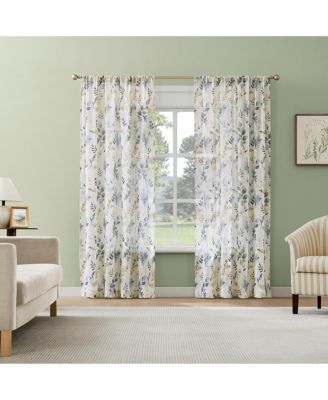 Marcella Watercolor Botanical Semi-sheer Rod Pocket Curtain Panel