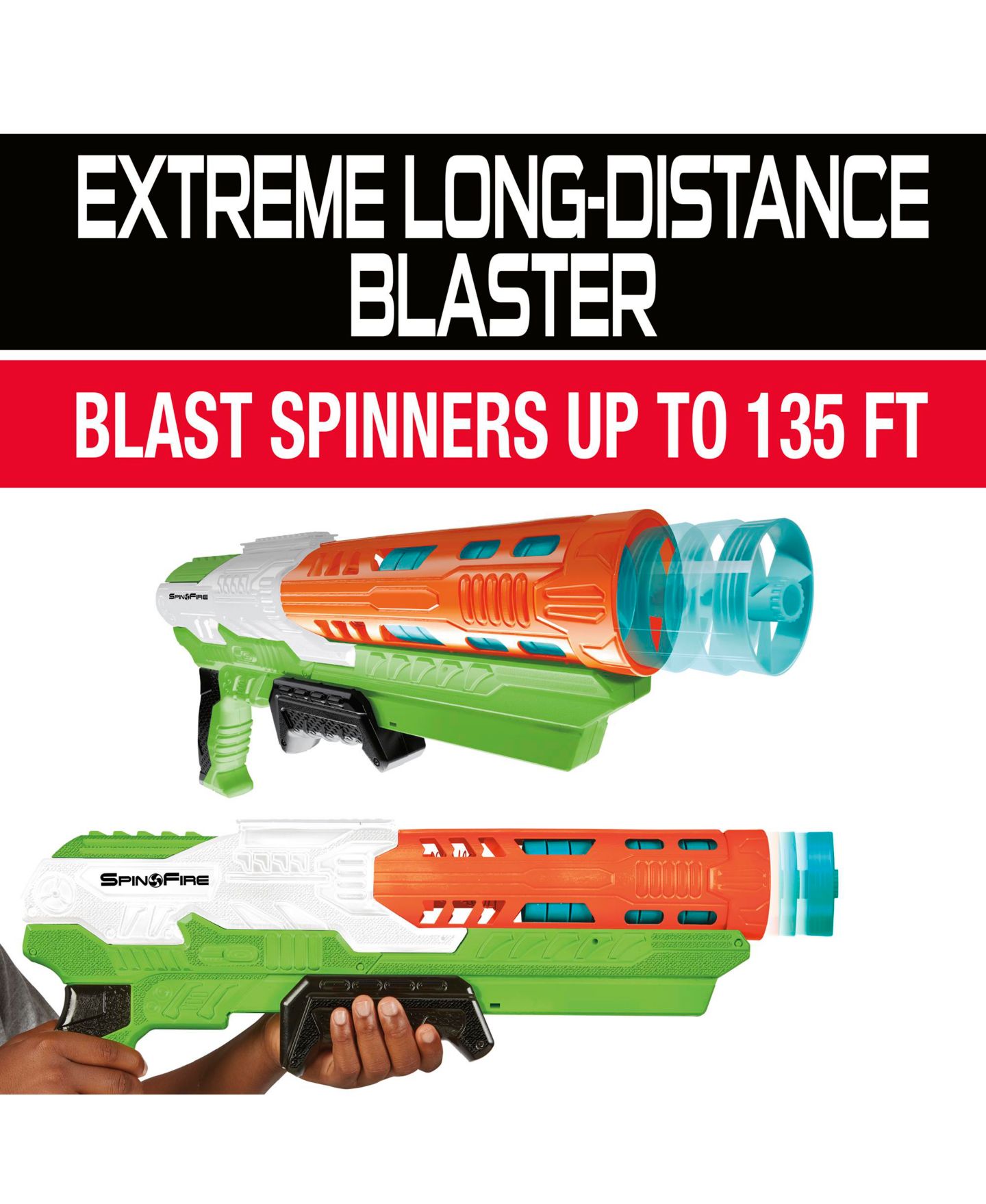 Детская игрушка Air Warriors Spin Fire Long-Distance Blaster (No-Battery), Includes 10 Spinners, Ages 6+, цвет: Open Miscellaneous — фото 8