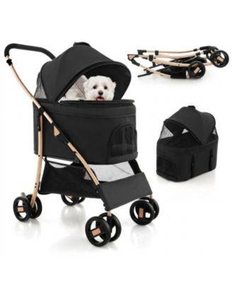 3-in-1 Pet Stroller with Removable Carrier Car Seat and Adjustable Canopy
