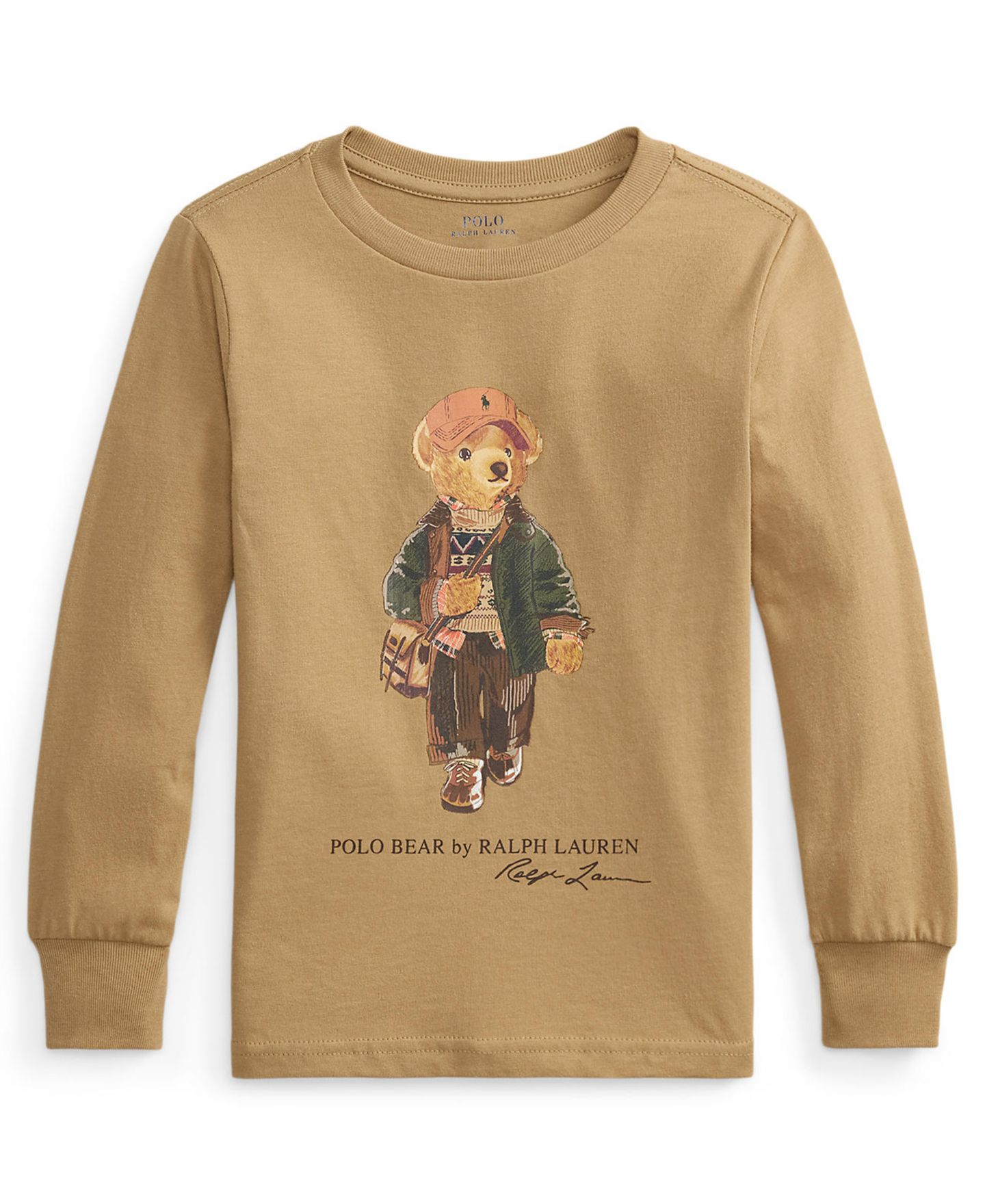 Футболка Polo Ralph Lauren Polo Bear Cotton Long-Sleeve T-Shirt для мальчиков, цвет: Верблюжий — фото 4